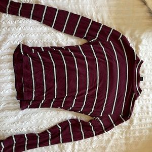 Mock neck striped top